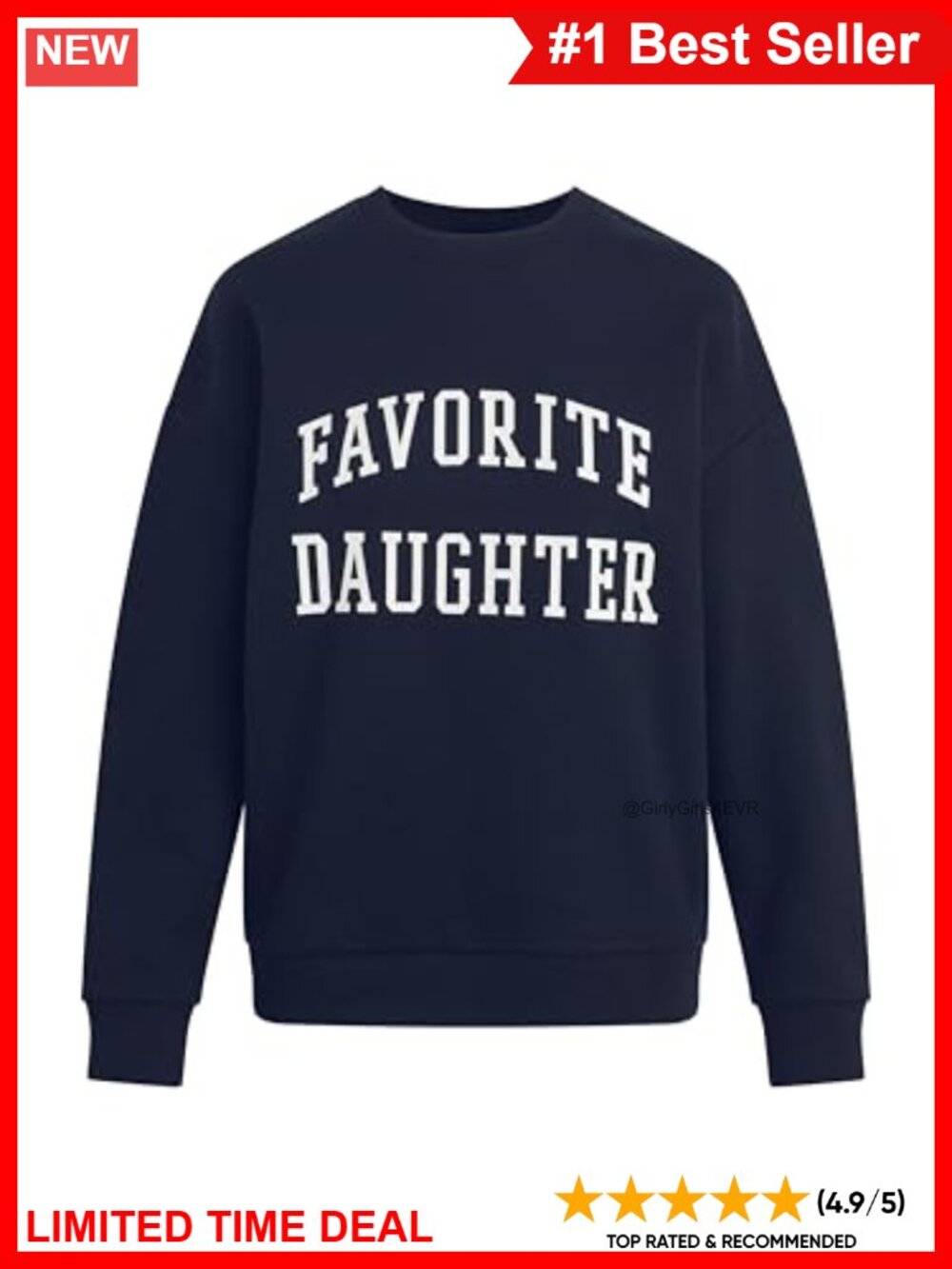 Mid-Weight Fleece Collegiate Sweatshirt Crew Neck Long Sleeve Ribbed Trim